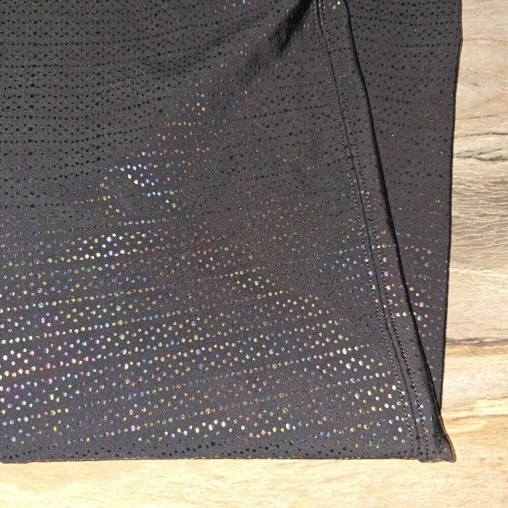 SPANX L Black Holographic Glitter Active Leggings Cropped 7/8 Sparkle Workout - Picture 3 of 8